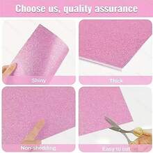 14 Sheets Glitter Pink Cardstock - With Shiny Surface Treatment, 250 GSM Heavyweight Paper, Suitable For Handmade Crafts, Scrapbooking, Card Making And Party Decoration | Compatible With Cutting Machines, Non-Fading Glitter Paper - 14 Glitter Pink Cardstock Sheets - View 3