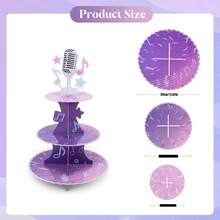 Music Theme Cupcake Stand, Birthday Party Decorations, Cake Decorations, Dessert Table Cupcake Stand And Tray, 3-Tier Cupcake Stand For Birthday Party Decorations - Style 1 - View 5