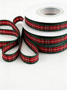 1m, 1cm Wide Christmas Plaid Ribbon, Polyester Woven Plaid Ribbon, For Gift Wrapping, Bow DIY Crafts, Christmas Decoration - 1cm Wide Christmas Ribbon - View 4