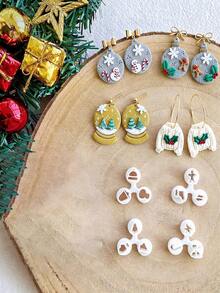 Christmas Mini Polymer Clay Molds, Multiple Holiday Shaped Clay Molds, DIY Handmade Clay Earring Impression Molds, Jewelry Craft Supplies - White - View 3