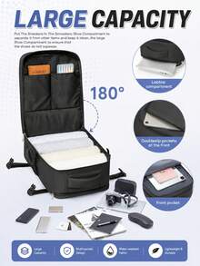 Large Capacity Travel Vacuum Backpack, Practical Laptop Bag, Fits 14-15.6 Inch Laptop, Vacuum Compression Backpack With Manual Air Pump, Suitable For Daily Casual Use, Unisex Travel Backpack, Size 40*30*20cm, Features Dry/Wet Separation Pocket & Comfortable Back Design, Suitable As Carry-On Luggage, Unisex, Men's Women's Commuter Backpack, Outdoor Backpack, Campus Backpack, Commuter Backpack, Travel Backpack, Weekend Bag - Multicolor - View 5