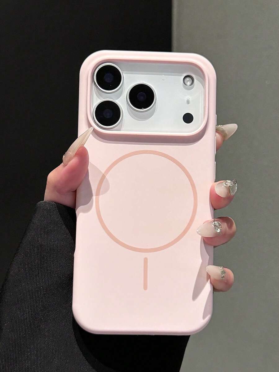 Luxury Fluorescent Liquid Silicone Phone Case, Compatible With IPhone 18 Pro Max 17 Air 16 15 14 13 12 17 Pro Max Plus, Magnetic Soft Shell - Pink - View 1