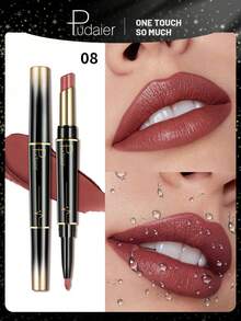 Pudaier 2-In-1 Lip Liner & Lipstick - Nourishing Matte Finish, Long-Lasting Color, Precise Lip Contouring, Smooth & Plumping - Easily Create Versatile Looks, Showcase Doll-Like Soft Lips - Ideal For Women - 08 - View 1