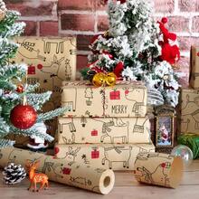 1 Roll Christmas Wrapping Paper -17 Inch * 49Feet -Wrapping Paper Roll For Christmas Gift Box Birthday Party Decoration- Lovely Deer Design Marry Christmas - 17in X 49feet - View 4