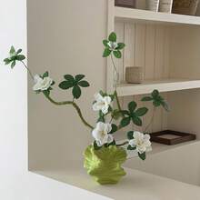 Creative Artificial Floral Arrangement Set, Asymmetrical Pleated Flower Pot With Artificial Flowers, Zen-Style Potted Plant Decor For Living Room, Entryway, Tabletop Home Decoration - Multicolor - View 9