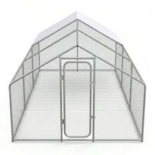 Gallinero exterior walk-in de acero galvanizado 3x6x2 m (9.84x19.68x6.56 ft) - Cubierta impermeable con protección UV y techo puntiagudo - Plateado - Ver 1