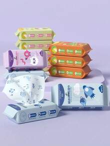 8/16/32/48/96pcs Cute Small Size Printed Wet Wipes, Colorful Printed Shoe Stain Removal Wipes, Clothing Cleaning Wipes, Suitable For Travel, Furniture And Home Essentials, Portable Cleaning Wipes, Kitchen Wipes, Patterned Wipes (Random Packaging Pattern/Tissue Print Color Pattern Random) - Multicolor - View 3