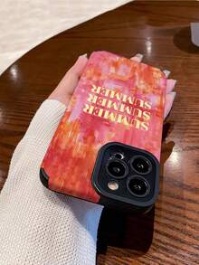 1件裝標語字母復古圖案人造皮革紋理3D軟質防摔手機殼，相容與 - 彩色 - 查看 4