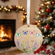 Custom Festive Christmas Butterfly Ornament, Personalized Sister Name Hanging Decor, Merry Christmas Tree Decoration For Sisters And Best Friends Gift Giving, Customized Butterfly Xmas Ornament With 2-4 Names, Customizable Holiday Keepsake Gift. - Style B - View 7