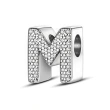 1pc S925 Sterling Silver 26 Alphabet Letter Pendant Bead, Original Full Zirconia Inlaid Design, Exquisite 3D Shape, Suitable For Bracelets And Necklaces, Customizable Initial, Showcasing Personalized Style, Meeting Handmade DIY Jewelry Making And Daily Wear Needs - Silver - View 22