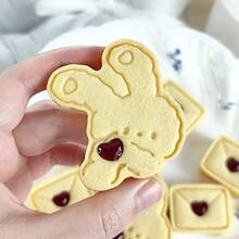 3Pcs Cute Bunny Envelope Cookie Cutter Set, Heart Detail Embossing Baking Molds For Sweet Style DIY Dessert & Handmade Treat Gift - View 1