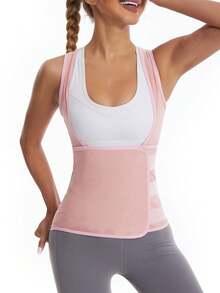 2026 Newest New Year Spring Women's Sweat-Inducing Body Shaping Weight Loss Sweat-Wicking Hook And Loop Waist Cincher Corset With Fixed Breast Fall - Dusty Pink - View 8