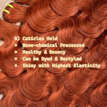 BINF Ginger Orange 8‑30 Inch Body Wave Human Hair Bundles Double Weft Remy Human Hair Weft Bundles Smooth Wavy Hair Extensions Color 350 Sew‑In Weave For Women - S350 - View 5