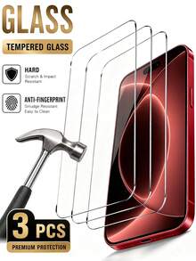3 Packs Tempered Glass Screen Protector, HD Clear Snug Fit, Explosion-Proof Anti-Scratch Wear-Resistant, Case-Friendly Full Coverage, Compatible With IPhone 17 Pro Max/17 Pro/17 Air/17/16 Pro Max/16 Plus/16/15 Pro Max/15 Pro/15 Plus/15/14/13/12/11 - Clear - View 6