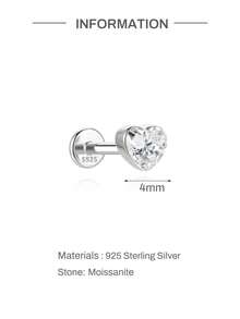 AnlaScheer 1pc Silver Tone S925 Sterling Silver Moissanite Flat Stud Earrings, Women's Fashion Piercing Jewelry, Suitable For Daily Wear, Party, Date And Gift - Silver - View 19