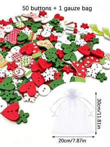 1/30/50/100/150/200pcs Random Christmas Handmade Buttons - Assorted Wooden Holiday Shapes, Suitable For Craft Projects, Scrapbooking And Decoration - Universal, Non-Electric, 14+ Years Old, Sewing Supplies, Sewing Fasteners, Buttons - Multiple Styles - View 11