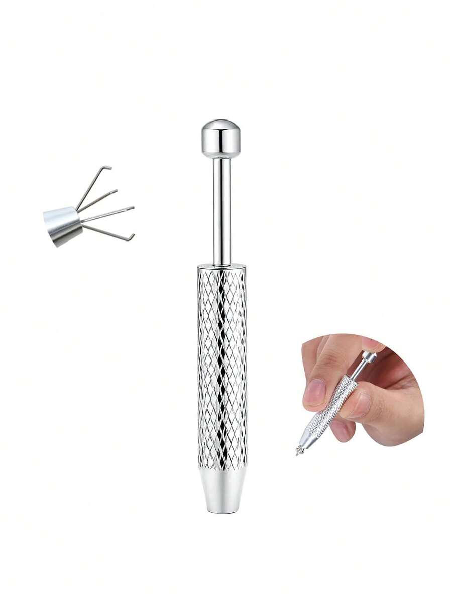 1pc Stainless Steel Flat Head Earring Piercing Tool, Suitable For 14G, 16G, 18G, 20G Size Earring Pliers And Ball Clamp, Flat Bottom Earring Inserter, Professional DIY Jewelry Replacement Tool - A - View 1