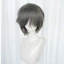 Wig Unisex Medium-Short 12 Inci, Terbuat dari Serat Sintetis Tahan Panas, Cocok untuk Cosplay, Pemakaian Sehari-hari, Foto Pesta, Tersedia dalam Berbagai Warna - MultiWarna - View 12