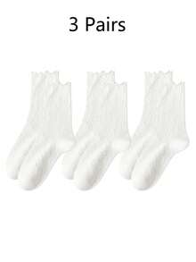 1/3/6 Pasang Kaos Kaki Rajut Longgar Berbentuk Berlian Berongga dengan Tepi Bergelombang untuk Wanita, Kaos Kaki Pendek Setengah Betis yang Ringan, Bernapas, dan Lucu - MultiWarna - View 11