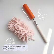 Cute Pink Microfiber Car Duster Brush With Extendable Handle – Soft & Bendable Interior Cleaning Tool For Dashboard, Vents & Touchscreens - A - View 9