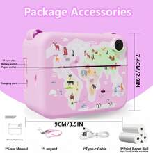 Instant Print Camera (With 3 Rolls Of Photo Paper), Portable Office File Camera, Photo Printer, USB Rechargeable, Great Tool For Developing Interest And Creativity, Ideal Christmas, Birthday Gift - Multicolor - View 3