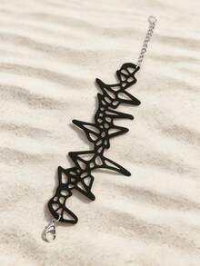 MARLIWOO 1pc Asymmetrical Niche Personalized Party Chain Adjustable Jewelry Vintage Gothic Style Line Leather Bracelet - Multicolor - View 8