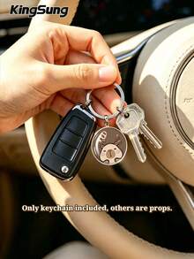 Kingsung Capybara Series Glass Pendant Keychain, Creative Accessory, Simple And Neutral Style. Suitable For Car Key Accessories, Backpack Accessories, And Bag Hooks. The Perfect Gift For Bridesmaids, Groomsmen, And Couples Is An Excellent Holiday Souvenir. - One Size - View 3
