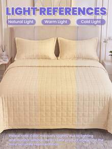 1pc Summer Lightweight Quilted Cooling Blanket, Green Lightweight Quilt, Breathable All Night Cool, Soft And Comfortable, Suitable For Various Bed Sizes, Home Bedroom And Dormitory Essential, Bedroom Decor (Pillow And Pillowcase Not Included) - Yellow - View 9