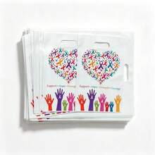 10/20/50PCS Charity Care Ribbon Theme Gift Bags, Hope & Support Printed Plastic Tote Bags, Charity Event Party Favor Bags - View 6