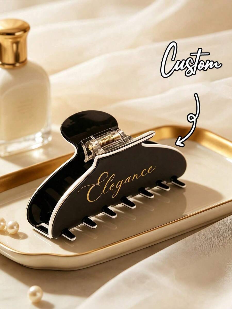 1pc Personalized Elegant Women's Vintage Acetate Hair Comb, Faux Pearl Name Design, Unique Hair Accessory, Suitable For Women, Perfect Gift For Her - Multicolor - View 1