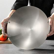 Commercial Thick Stainless Steel Wok; Large Capacity Deep Bottom Design; High Temperature And Corrosion Resistant; Non-Coated Body; Suitable For Home Kitchens, Catering Kitchens, Outdoor Camping, Wild Cooking; Practical Cooking Cookware. - View 4