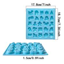 1pc Christmas Silicone Cookie Mold, Including Christmas Tree, Santa Claus, Snowman, Christmas Stocking, Gift Box And Snowflake Shapes. Can Be Used To Make Ice Cubes, Chocolate, Candy, Cookies - Multicolor - View 2