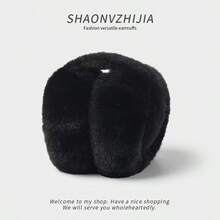 冬季中性款柔軟可愛毛絨耳罩，保暖蓬鬆可攜式可折疊冬季配件 - 彩色 - 查看 9