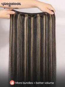 MEGALOOK 1件裝 Balayage 挑染絲滑直髮束 100% 真人髮接髮 柔軟不打結 10A 未加工巴西真人髮 女款巴西真人髮束 - 彩色 - 查看 7
