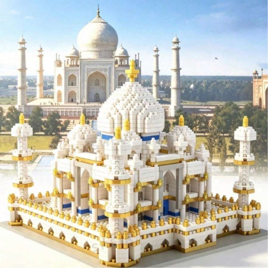 1400+Pcs Simulation Mini Leaning Tower Of Pisa Building Blocks Set, Forbidden City,Taj Mahal,And Neuschwanstein Castle Architectural Building Blocks,World Famous Architecture Assembly Models, High Difficulty Micro Particle Desktop Ornament