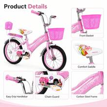 16-Inch Bicycle With Front Basket And Training Wheels, Commuter Bike, Random Color - Multicolor - View 5
