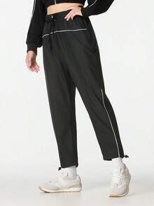 Under Armour Women's Sports Long Pants Pjt Rck Brahma Pant-BLK Woven Drawstring Cuffed Casual Fitness Running Workout 1373593-002 - Black - View 2
