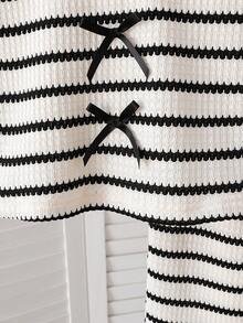 Girls 2pcs Set Spring Autumn Fashion Striped Long Sleeve Top & Casual Wide Leg Pants - Multicolor - View 5