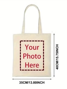 Personalized Pet Photo And Name Tote Bag, Large Capacity Shoulder Bag, Customizable Foldable Personalized Tote Bag Featured With Name Logo Text, Available In Various Colors,Solid Color Large Capacity Shoulder Bag,Suitable For Work, Travel And School,Suitable For Holidays.Ideal Gift For Birthday, Anniversary And Valentine's Day. - Multicolor - View 7