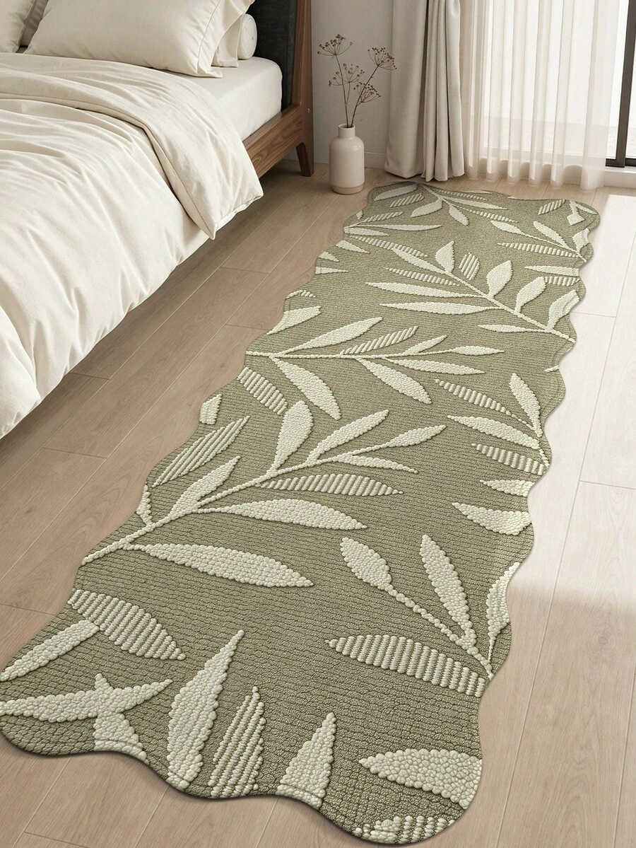 DAJIANG 1pc 3D Printed Woven Long Strip Rug, Leaf Pattern Vintage Khaki, Kitchen Rug, Long Hallway Rug, Floor Mat, Suitable For Bathroom, Kitchen, Outdoor Hallway, Bedroom, Living Room, Machine Washable Easy To Clean, Non-Slip Entryway Rug, Bedroom Autumn Decor Accessory