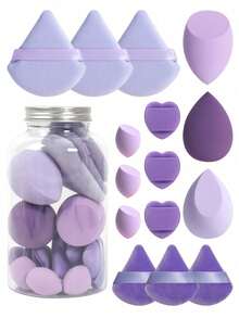 Makeup Sponge, Makeup Sponge, Mini Makeup Sponge, Powder Puff, Mini Powder Puff, Mini Finger Cushion Puff, Foundation Mixing Beauty Sponge, Liquid, Cream And Powder Flawless, Multi-Color Makeup Sponge, Latex-Free Dry And Wet Foundation Makeup Sponge, Includes Cushion Powder Puff, Latex-Free Mixing Sponge And Makeup Puff - Multicolor - View 1