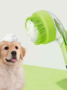 Liquid-Dispensing Pet Bath Brush, One-Touch Foaming Silicone Soft Bristle Bath Comb, Universal For Cats And Dogs, Effortless Scrubbing Cleaning Brush, Curved Ergonomic Non-Slip Handheld Pet Grooming Tool, Home Cleaning Essential - Multicolor - View 5