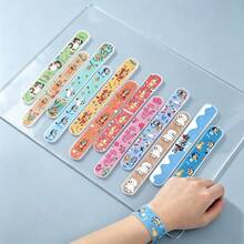 Bluey 12pcs/Set Cartoon Clapping Bracelets, 12 Unique Designs, Fun Party Favors And Holiday Decorations, Suitable For Birthday Parties, Events And Celebrations, Colorful Clapping Bracelets With Cute Patterns, Party Fillers, Carnival Toys - Multicolor - View 5