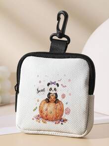 1pc Coin Purse, Storage Bag, Makeup Bag, Card Holder, Earphone Storage Bag, Halloween Pattern Printed Coin Wallet Card Holder, Can Hold Coins, Cards, Accessories, Keys, Multi-Functional Storage Bag, Ideal Gift For Girls And Boys - Multicolor - View 1