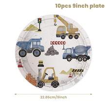10/20/80pcs Construction Theme Birthday Tableware Set, Includes Paper Plates, Cups, Napkins, Suitable For Birthday Party Decoration, Baby Shower, Party Supplies - View 9