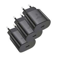 1-4個 USB C 25W 超快充電源適配器，兼容 Galaxy S26/S25/S24/S23/S22/S21/S20 Ultra/Plus/S20FE/S10/A13/A53/A71/Note 20 Ultra/10，兼容 17 16e/15/14/13/12/11/Pro/Pro Max/Plus 快充 - 歐規C型插(220-240V) - 查看 17