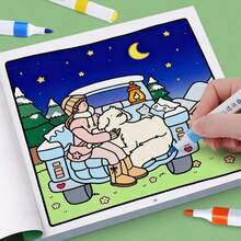 1pc Cute Cartoon Colouring Pages, Easy Thick Line Coloring Book, Preschool Tracing Drawing Book, Kindergarten Educational Painting Workbook, Simple Line Art Sketch Book, Stress Relief Kid Activity Book - Multicolor Random - View 4
