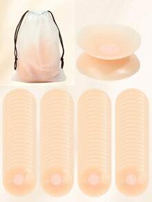 2-50pcs Silicone Nipple Covers Reusable Sticky Breast Petals With Storage Bag For Swimwear Dress,Holiday Essentials,Travel,Sticky Bra - Multicolor - View 1