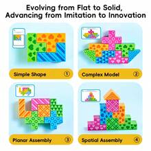 Mainan Puzzle Logika 3D Edukatif, 24 Balok Geometris, 6 Kartu Tantangan, Alat Bantu Mengajar Permainan Menyusun, Mengembangkan Pemikiran Logis dan Keterampilan Motorik Halus, Cocok untuk Pembelajaran Awal Taman Kanak-kanak, Halloween, dan Hadiah Natal. - MultiWarna - View 8