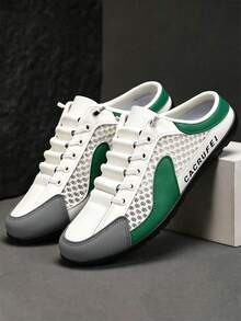 Nuevas sandalias casuales de verano para hombre, con suela de goma antideslizante, parte superior transpirable de PU y tela. Cuentan con diseños geométricos y colores lisos, ajuste - Verde - Ver 2